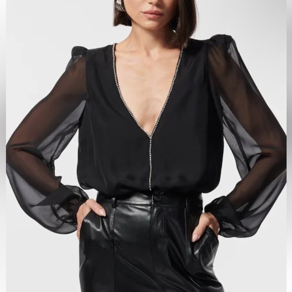 Cami NYC Ingrid Crystal Silk Bodysuit Size Small NWT